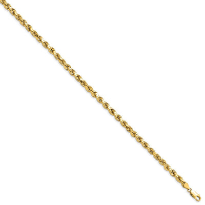 14K Semi Solid Diamond-cut Rope with Lobster Clasp Chain, 7 x 4.9mm