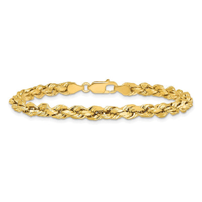 14K Semi Solid Diamond-cut Rope with Lobster Clasp Chain, 7 x 4.9mm