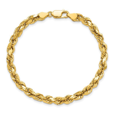 14K Semi Solid Diamond-cut Rope with Lobster Clasp Chain, 7 x 4.9mm