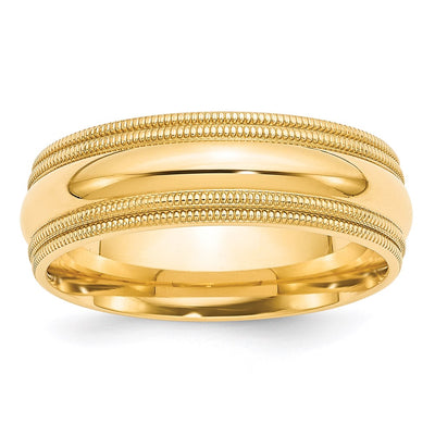 14K Yellow Gold Double Milgrain Comfort Fit Wedding Band