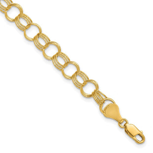 14k Solid Triple Link Charm Bracelet (Style DO531-7)