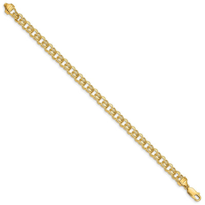 14K Diamond-cut Solid Heavy Double Link Charm Bracelet, 7 x 5.5mm