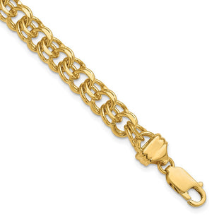 14k Diamond-cut Solid Heavy Double Link Charm Bracelet (Style DOH19-7)