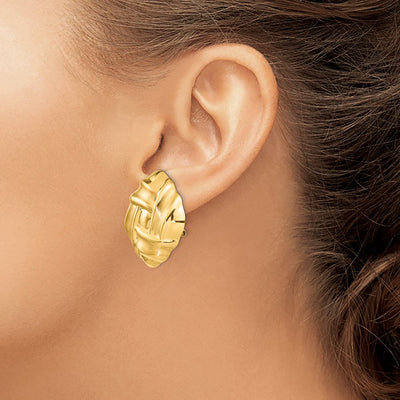 14K Polished & Satin Omega Back Post Earrings