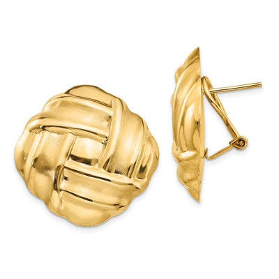 14K Polished & Satin Omega Back Post Earrings