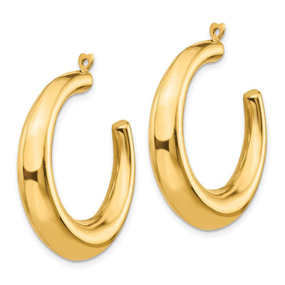 14K Polished Hollow Hoop Earring Jackets, 33 x 5mm