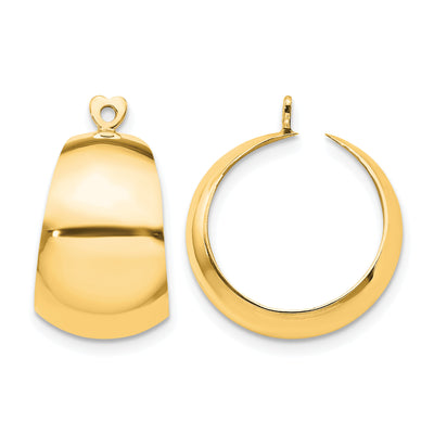 14K Polished Hoop Earring Jackets, 20 x 11mm