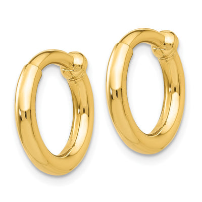 14K Non-Pierced Hoop Earrings, 10 x 2.5mm