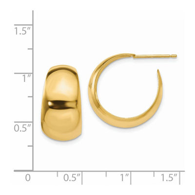 14K Small Hoop Earrings, 19 x 10mm