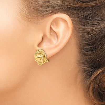 14K Polished & Twisted Fancy Omega Back Post Earrings