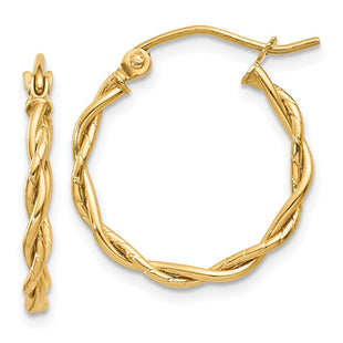 14k Polished Twisted Hoop Earrings (Style E849)