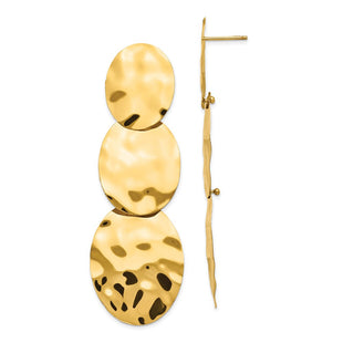 14k Polished Hammered Dangle Earrings (Style E879)