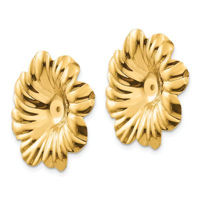 14K Polished Floral Earring Jackets, 24 x 23mm