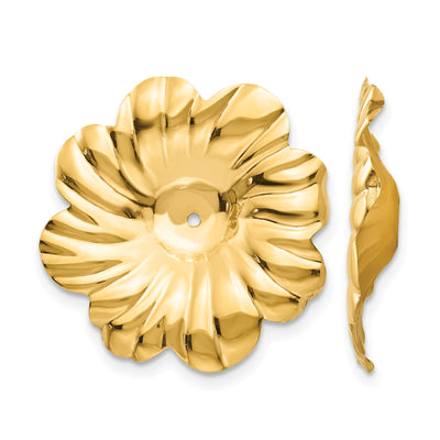14K Polished Floral Earring Jackets, 24 x 23mm