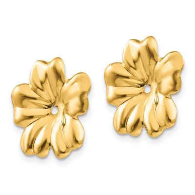 14K Polished Floral Earring Jackets, 11 x 11mm
