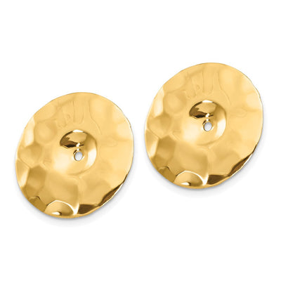 14K Polished Hammered Disc Earring Jackets, 19 x 19mm