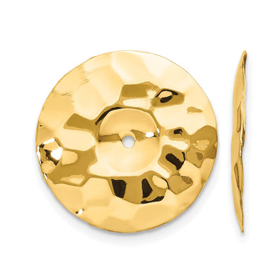14K Polished Hammered Disc Earring Jackets, 16 x 17mm