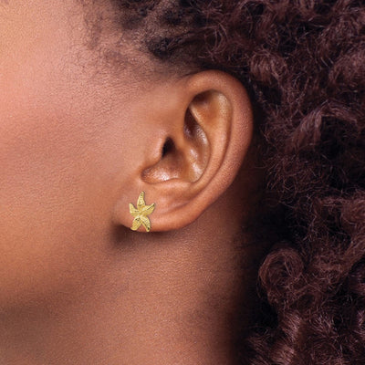 14K Starfish Earrings, 13 x 12mm