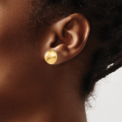 14K Hammered Half Ball Post Earrings, 13 x 13mm