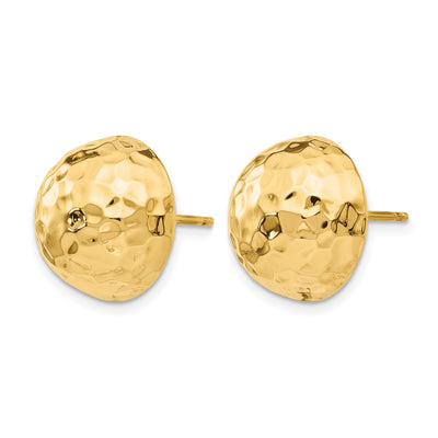 14K Hammered Half Ball Post Earrings, 15 x 15mm