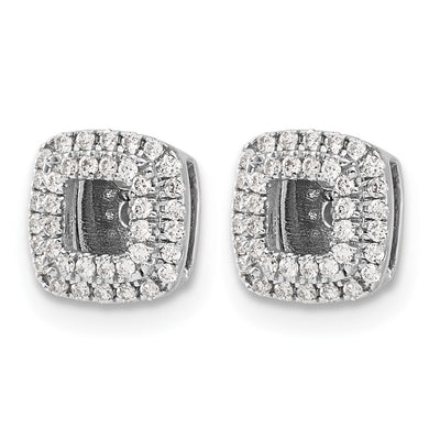 14K White Gold Diamond Square Earring Jackets, 8 x 8mm
