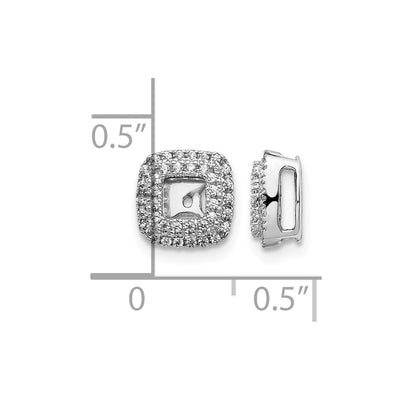 14K White Gold Diamond Square Earring Jackets, 8 x 8mm