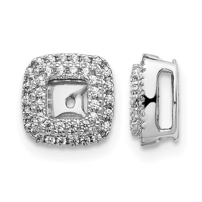 14K White Gold Diamond Square Earring Jackets, 8 x 8mm