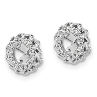 14K White Gold Twisted Edge Diamond Earring Jackets, 9 x 9mm