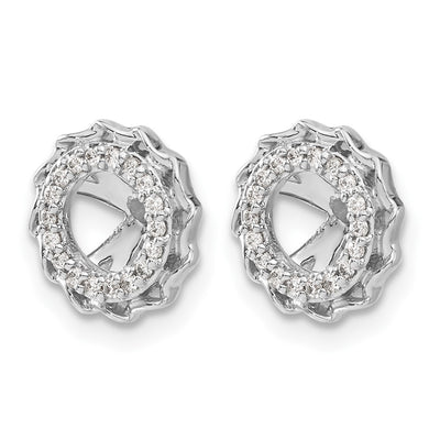 14K White Gold Twisted Edge Diamond Earring Jackets, 10 x 10mm