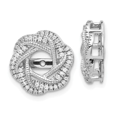 14K White Gold Diamond Jacket Earrings, 14 x 14mm