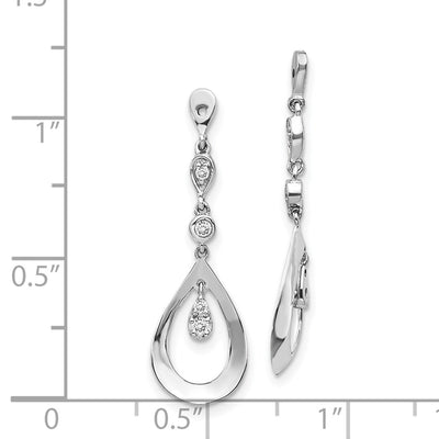 14K White Gold Teardrop Dangle Diamond Earring Jackets