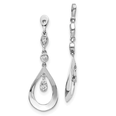 14K White Gold Teardrop Dangle Diamond Earring Jackets