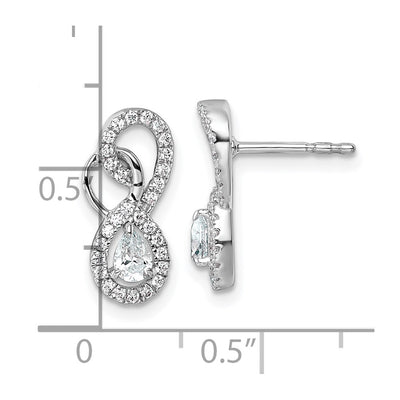 14K White Gold Polished Diamond Infinity Drop Post Earrings