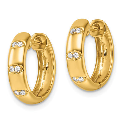 14K Polished Diamond Fancy Huggie Hoop Earrings