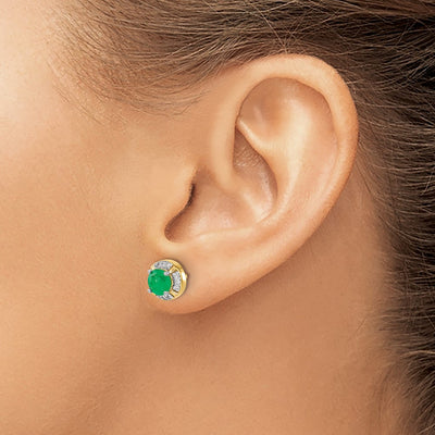 14K Diamond and Emerald Fancy Halo Earrings