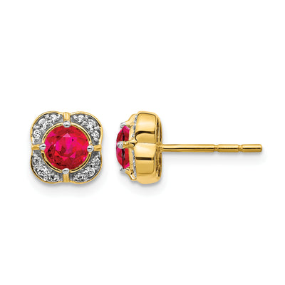 14K Diamond and Ruby Fancy Earrings
