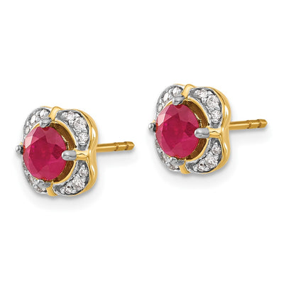 14K Diamond and Ruby Fancy Earrings