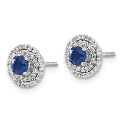 14K White Gold Diamond and Sapphire Stud w/ Jacket Earrings
