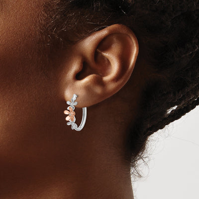 14K Rose and White Gold Diamond Earrings