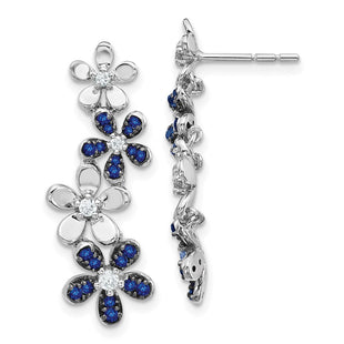 14k White Gold Diamond and Sapphire Earrings (Style EM4045-SA-016-WA)