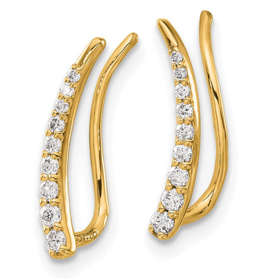 14K Diamond Ear Climber Earrings, 14 x 3mm