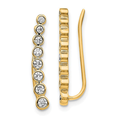14K Diamond Graduated Ear Climber Earrings