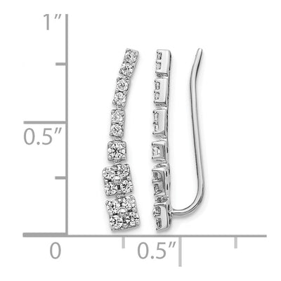 14K White Gold Diamond Ear Climber Earrings, 20 x 4mm
