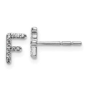 14k White Gold Diamond Initial F Earrings (Style EM4169F-007-WA)