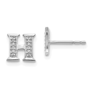 14k White Gold Diamond Initial H Earrings (Style EM4170H-006-WA)