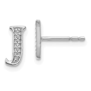 14k White Gold Diamond Initial J Earrings (Style EM4170J-004-WA)