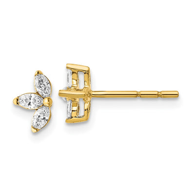 14K 3-stone Marquise Diamond Earrings