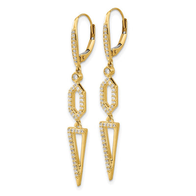 14K Diamond Triangle Leverback Earrings