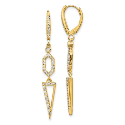 14K Diamond Triangle Leverback Earrings