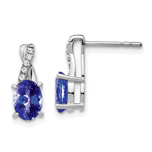 14k White Gold Tanzanite and Diamond Earrings (Style EM4235-TZ-006-WA)
